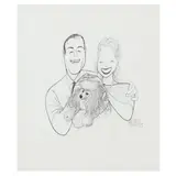 Herbert and Edith Cannon with Candy the Dog by Al Hirschfeld, Ink on paper, sold Jun 2022
