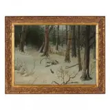 Rabbits in the Snow by Hal Alexander Courtney Morrison, Oil on canvas (lined), sold Jun 2022