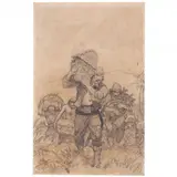 Study for The Story of Gold by N. C. Wyeth, Graphite on paper, sold Jun 2022