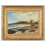 Nassau Beach by Albert Bierstadt, Oil on paper laid on canvas, sold Jun 2022
