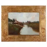 Continental Village Scene by Edward Gay, Oil on canvas (lined), sold Jun 2022