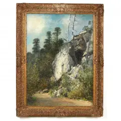 Humpty Dumpty Road, Lake Mohonk, New York by William R. Derrick, Oil on canvas (lined), sold Jun 2022