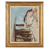 The Stairs by Childe Hassam, Oil on canvas (lined), sold Jun 2022