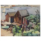 Provincetown Harbor Scene by Ruth Hudson Lee, Watercolor on paper, sold May 2022