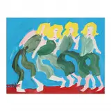 Blonde Headed Sisters by Woodie Long, Paint on paper, sold May 2022