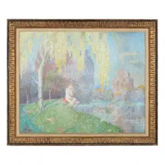 Female Nude by the Riverbank by Norwood MacGilvary, Oil on canvas (lined), sold May 2022