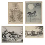 Four Greeting Card Etchings by John Taylor Arms, Each signed in pencil; one dated 1919, sold May 2022
