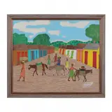 les voyageuses vont au marché (the travelers are going to the market) by Charles François, Oil on board, sold May 2022