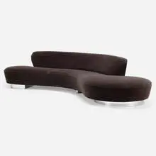 Serpentine sofa by Vladimir Kagan, c. 1955, upholstery, polished chrome, sold Jul 2022