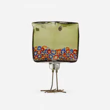 Pulcini by Alessandro Pianon, c. 1963, internally decorated glass, murrine, copper, sold Jul 2022