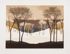 Tree Vista by Virgil Thrasher, 1982, serigraph, sold Oct 2025