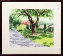 Strolling at Filoli by Barbara Nagel, 1996, watercolor, sold Oct 2025