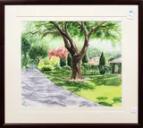 Strolling at Filoli by Barbara Nagel, 1996, watercolor, sold Oct 2025
