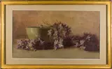 Still life with Violets by Charles Grant Davidson, oil on canvas, sold Oct 2025