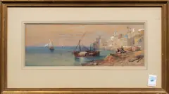 North African Coast by Thomas Charles Leeson Rowbotham, 1870, watercolor, sold Oct 2025
