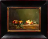 Lady Apples by Olga Plam, 2002, oil on board, sold Oct 2025
