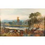 Cows by the Ruins by Marmaduke A. Langdale, 1901, oil on canvas, sold Oct 2025