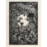 Untitled from "In the Praise of Folly" suite by Fritz Eichenberg, woodcut, sold Nov 2025