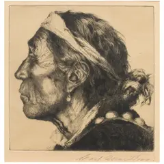 Untitled by Carl Oscar Borg, drypoint etching, sold Nov 2025