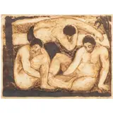 Three Nude Men Asleep by Abraham Walkowitz, 1909, monotype, sold Nov 2025
