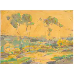 Untitled (Landscape with Trees) by Karl Schmidt, oil on board, sold Nov 2025