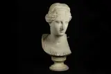 A LARGE WHITE MARBLE BUST OF VENUS AFTER THE ANTIQUE, her hair arranged in a chignon, her left shoulder now lacking, raised on a cylindrical socle, 70cm high by F. Palla, sculpture, offered Mar 2021