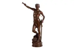 French (1845-1916): a bronze figure of 'david vainqueur' cast by barbedienne by Jean Antonin Mercié, BRONZE, offered Mar 2021