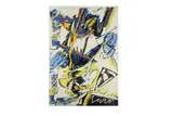 B.1947) 3 works on paper (Blue and Yellow hues) felt-tip pen by Champion Métadier, gouache and acrylic on paper, offered Mar 2021