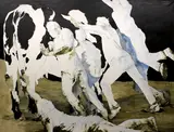 Untitled by Maximillian Toth, Graphite, grease pencil, oil, black ground on canvas, offered Mar 2021