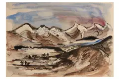 Untitled by Allen Freer, ink and watercolour, offered Feb 2021