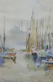 The New Mosque from the Golden Horn, Istanbul by J Pavlikevitch, watercolour, sold Oct 2018