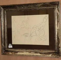 Circus dancers and tiger by Renato Guttuso, pencil on paper, sold Oct 2018