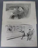Motoring Incident and Maid with Tax Bill by William Ridgewell, ink, sold Oct 2018