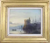 Harbour scene by J Hilveredinck, oil on panel, sold Oct 2018