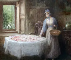 Pot Pourri' signed, with artist's label verso 13.5 x 16.5in by Arthur Hopkins, watercolour and bodycolour, sold Oct 2018