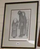 Family Discussion (A Man Trying to Convince his Mother about Something) by L. S. Lowry, print, sold Oct 2018
