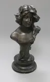 An Art Nouveau black-painted plaster bust of a young lady by Georg Felix Pfeifer, sculpture, sold Oct 2018