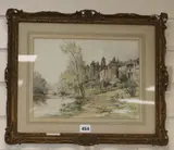River landscape on the outskirts of a town by Maurice Levis, pastel, sold Oct 2018