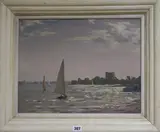 Portchester Castle, 35.5cm x 43cm by Leslie Kent, oil, sold Aug 2018