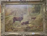 Red Deer Family by George James Rankin, oil, sold Aug 2018