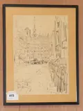 View of the Imperial Hotel by Jan Korwin-Kochanowski, pencil, sold Aug 2018