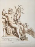 Dessin de Jules Romain, 25 x 18cm, unframed by Johann Gottlieb Theophilus Amadeus Prestel, engraving, offered Aug 2018