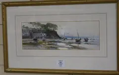 Harbour at low tide by Ray Balkwill, watercolour, sold Aug 2018