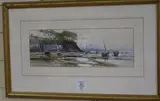 Harbour at low tide by Ray Balkwill, watercolour, sold Aug 2018