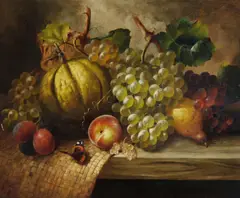 Still life of fruit and a butterfly by William Harding Smith, sold Mar 2012