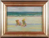 On the beach by Dorothy Hepworth, circa 1925, oil on panel, sold Mar 2012