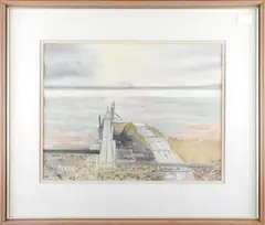 Ferry Crossing by Charles Bartlett, and another watercolour of the Wye Valley by another hand. (2), sold Mar 2012