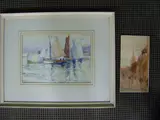Honfleur Harbour by J. F. M. Floyd, and another by W. Matthison, Street scene (2), sold Mar 2012