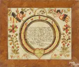 fraktur birth record by Blousy Angel Artist, watercolor, offered Apr 2016