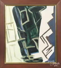 geometric abstract by Claire Seidl, oil on canvas, offered Mar 2016